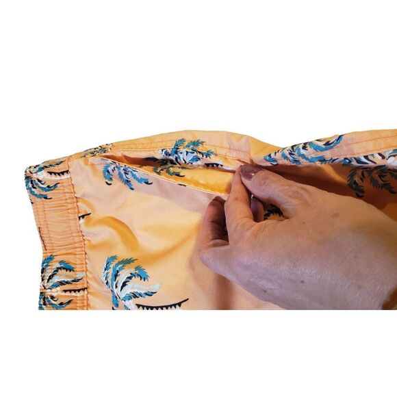 Rip Curl LayDays Swim‎ Trunks Size Medium Elastic Waistband Orange Palm Trees - Picture 7 of 16